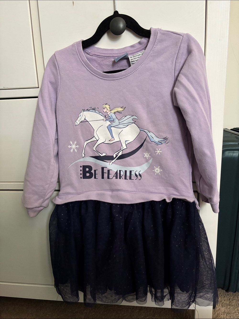 Disney Lavender Long Sleeve 'Be Fearless' Horse Top with Navy Tulle Skirt
